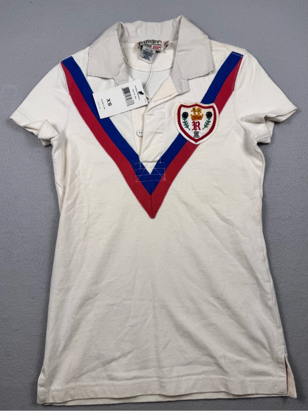Polo by Ralph Lauren Cream Rugby Shirt with Red & Blue V-Stripes